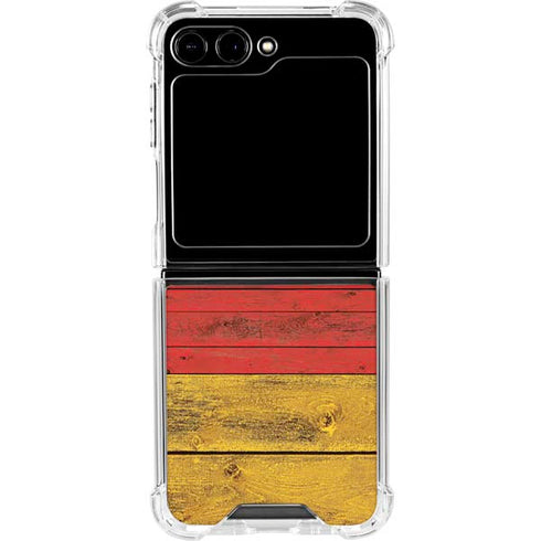 German Flag Dark Wood Galaxy Z Flip6 Clear Case
